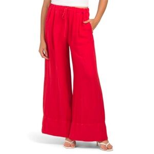 NWT YOUNG FABULOUS & BROKE Fuschia Linen Blend Wide Leg Hilo Pants Size Small